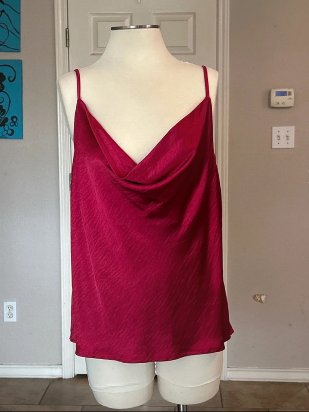 Umgee Satin Cowl Neck Camisole - Magenta